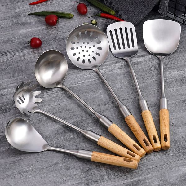 Set de Utensilios Acero y Madera de Haya