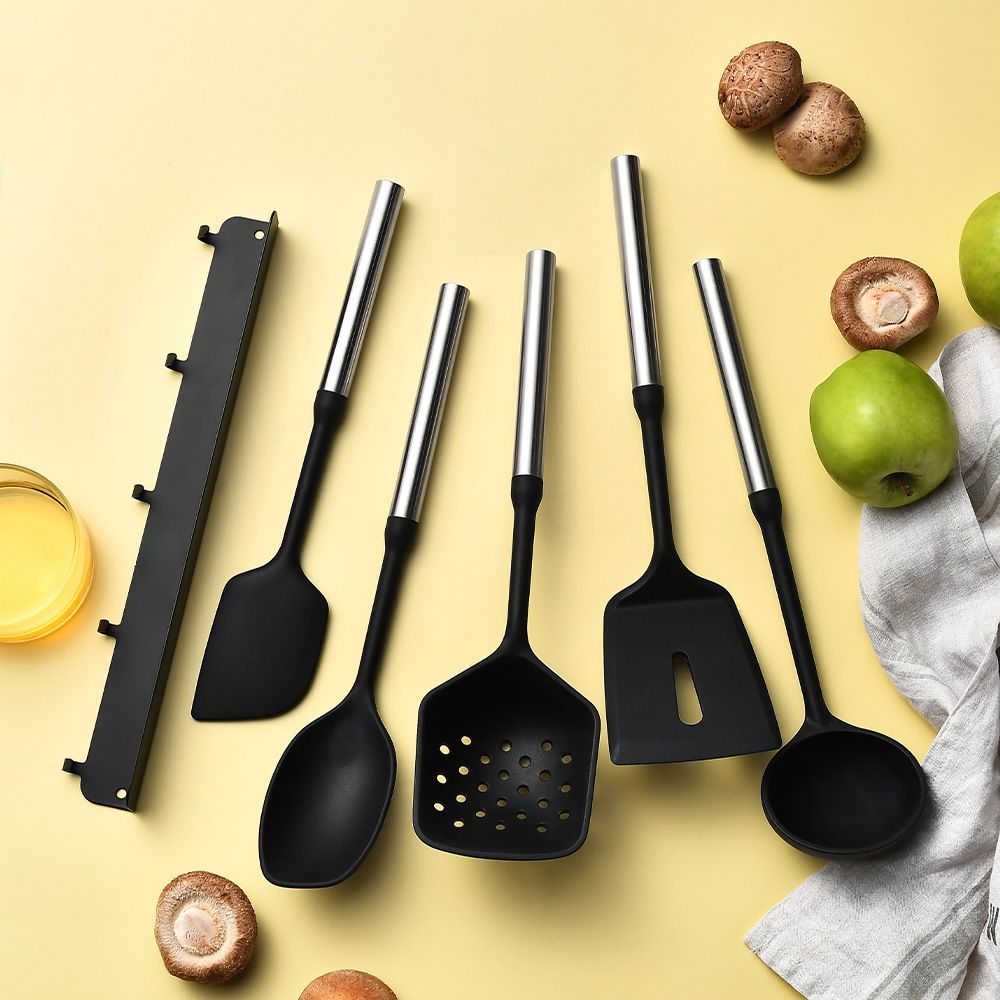 Set Utensilios de Cocina Silicona con Soporte